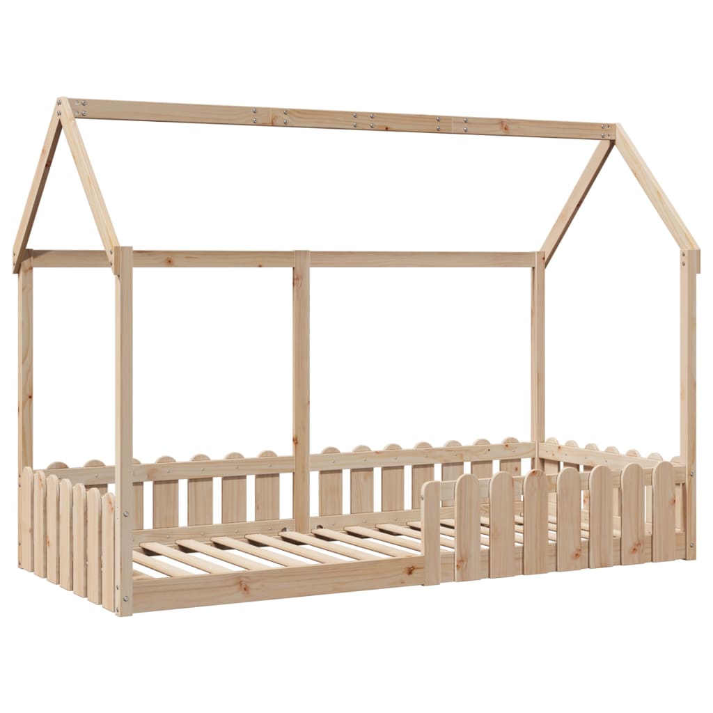 Kids' House Bed Frame without Mattress 90x200 cm Solid Wood Pine